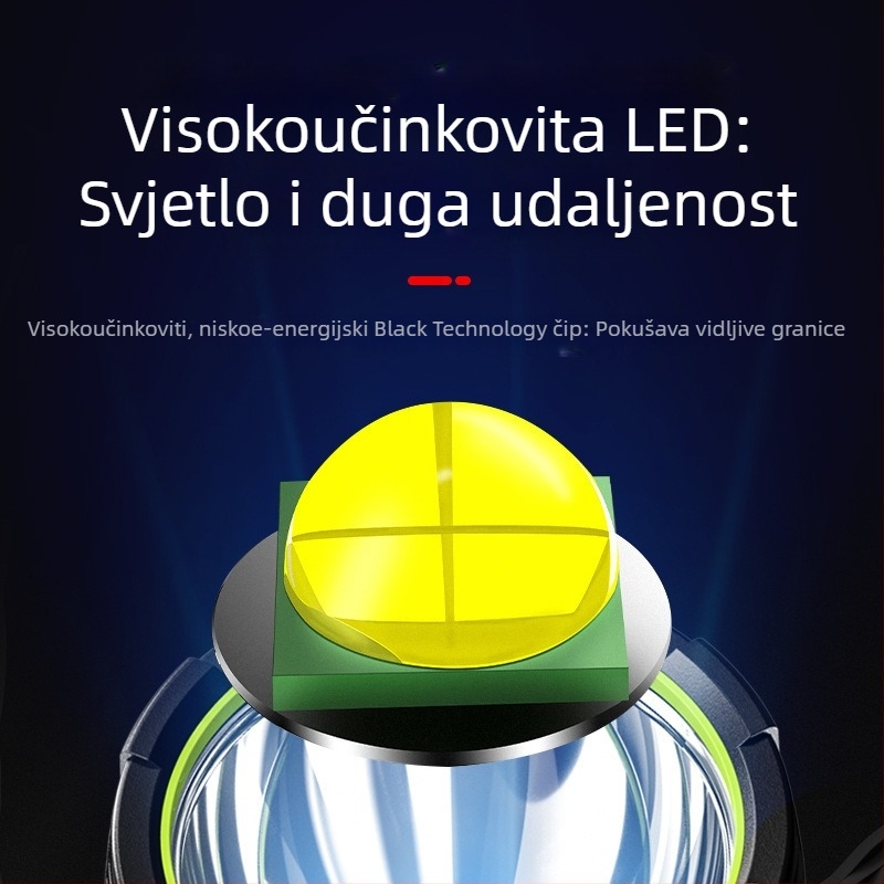 Prijenosna LED svjetiljka 10W, baterija 1800mAh, 360° rotirajuća glava, ručni pogon, domet do 500 m