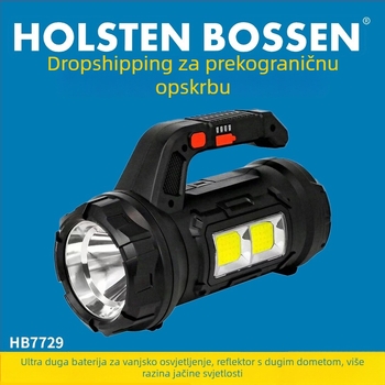 Višenamjenska LED baterijska svjetiljka s ugrađenom kutijom alata i nužnim osvjetljenjem — kućište od ABS-a, 10W, 2400mAh, punjiva, domet 200–500 m