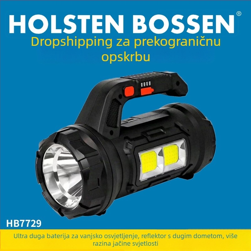 Višenamjenska LED baterijska svjetiljka s ugrađenom kutijom alata i nužnim osvjetljenjem — kućište od ABS-a, 10W, 2400mAh, punjiva, domet 200–500 m