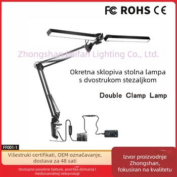 LED sklopiva stolna lampa za čitanje sa zaštitom očiju, dugi rameni krak, lampa sa klipsom za stol