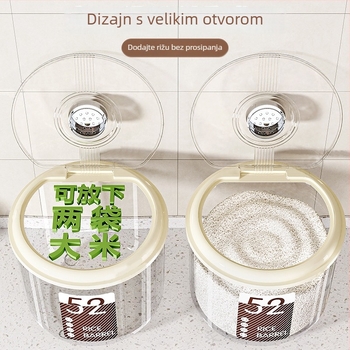 Kutija za skladištenje riže – zaptivna, otporna na vlagu i štetočine, velike kapacitete, okrugla PP plastična kutija za rižu