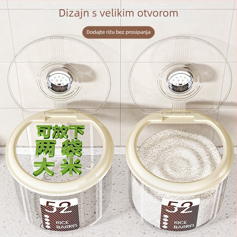 Kutija za skladištenje riže – zaptivna, otporna na vlagu i štetočine, velike kapacitete, okrugla PP plastična kutija za rižu