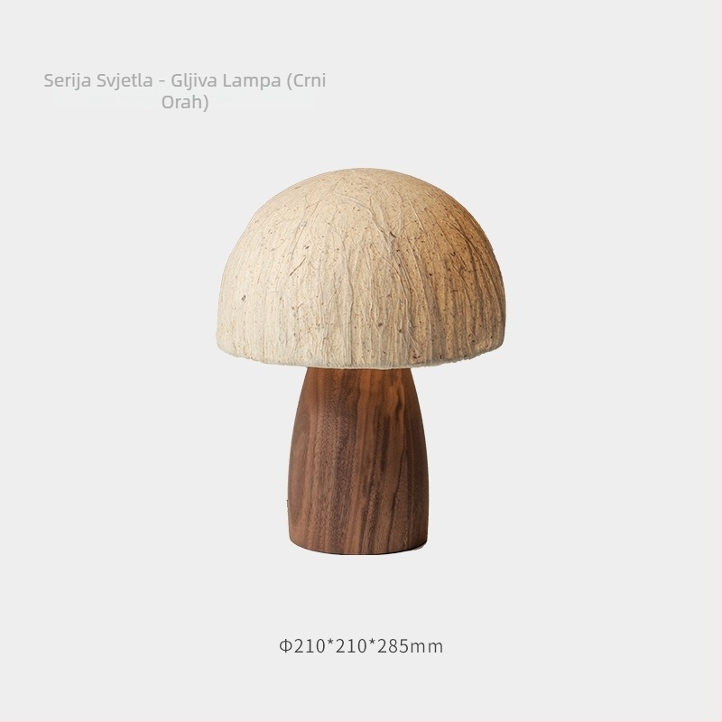 Ručna stolna lampa u japanskom stilu, oblik gljive, sjenilo od vlakana drveta, 220V, prekidač na gumb, CRI ≥95
