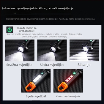 LED svjetiljka s baterijom 1200 mAh, snaga 10W, punjiva, domet do 200 m