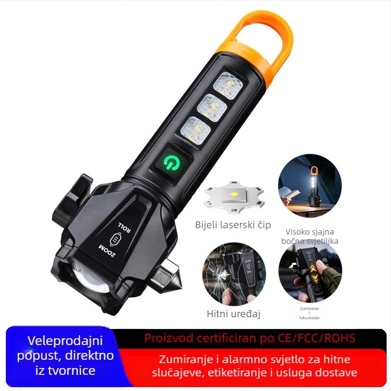 LED svjetiljka s baterijom 1200 mAh, snaga 10W, punjiva, domet do 200 m