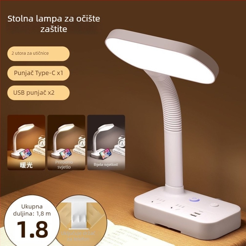 Stolna lampa s USB napajanjem, zaštita očiju, glasovno upravljanje, 220 V, CRI ≥95