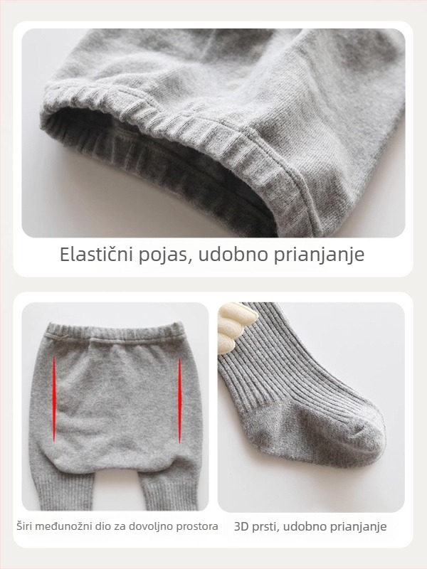 Dječje hulahopke bez prstiju, korejski stil, uzorak anđeoskih krila, dvostruko šivanje iglom, prozračni pamuk