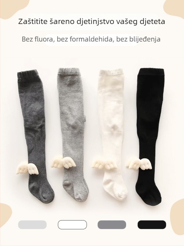 Dječje hulahopke bez prstiju, korejski stil, uzorak anđeoskih krila, dvostruko šivanje iglom, prozračni pamuk