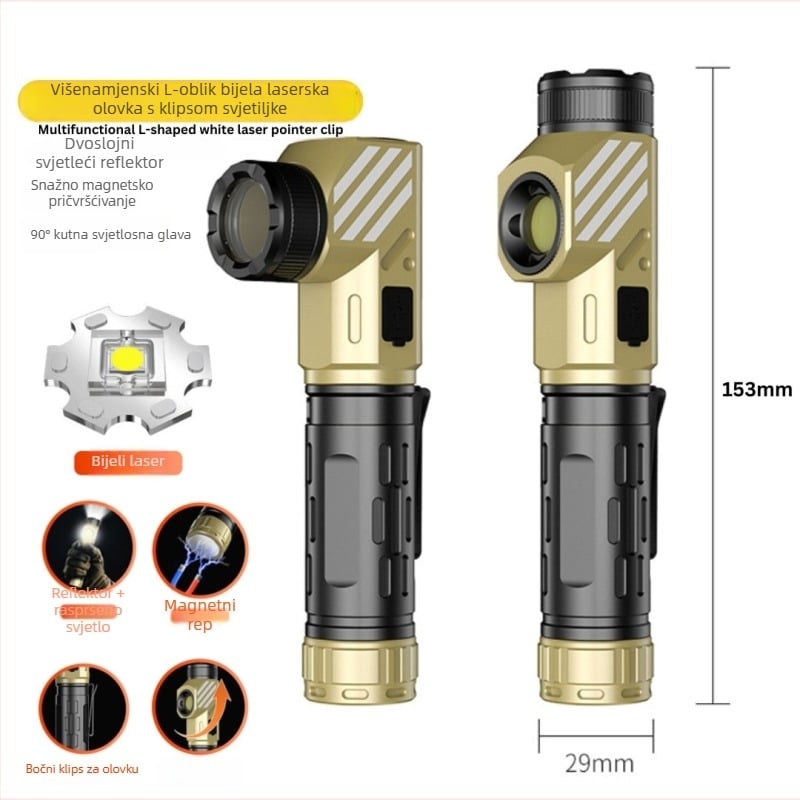 Magnetska višenamjenska kutna LED svjetiljka, 10W, 5000mAh baterija, 360° rotacija, vodootporna, domet 500 m