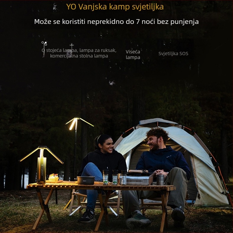 Kamping lanterna s tri noge, teleskop, prijenosna sklopiva svjetiljka za šator, kvIalna žarulja, punjiva, kapacitet baterije 15600, model YTH913929562711