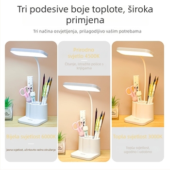 LED stolna lampica s držačem za olovke, punjiva ugrađena baterija, dodirna kontrola, 5W, CRI ≥95