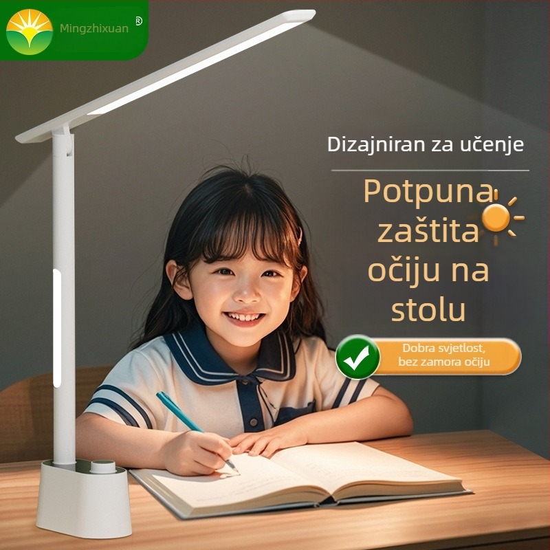 Prijenosna stolna lampica nordičkog stila s CRI ≥95, ugrađena baterija, gumb za uključivanje, dvostruka funkcija: noćna svjetiljka i lampica za učenje.