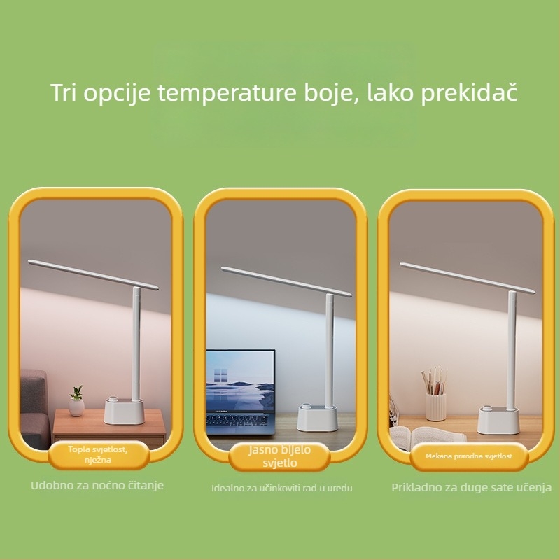 Prijenosna stolna lampica nordičkog stila s CRI ≥95, ugrađena baterija, gumb za uključivanje, dvostruka funkcija: noćna svjetiljka i lampica za učenje.