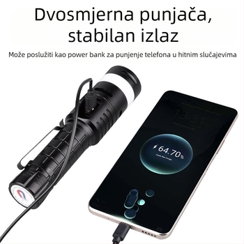 LED svjetiljka od aluminijske legure, 10W, 2500mAh, punjiva, Power Bank funkcija