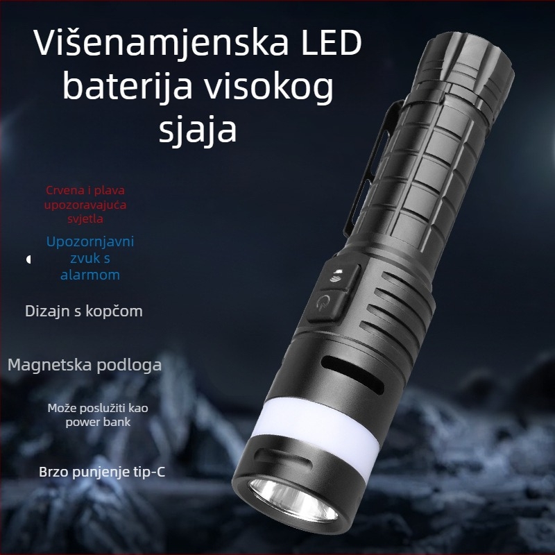 LED svjetiljka od aluminijske legure, 10W, 2500mAh, punjiva, Power Bank funkcija