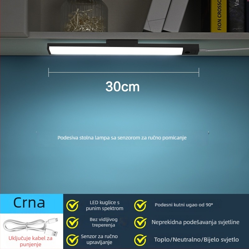 Zidna LED svjetiljka s punim spektrom, USB napajanje, zaštita očiju, prekidač senzora za skeniranje rukom, samoljepljiva za učenje i dom (CRI ≥95; USB napajanje; inteligentna kontrola; senzor skeniranja; samoljepljiva)