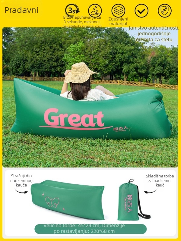 Naduvavajuća vanjska sofa s funkcijom naginjanja i spavanja, kapacitet 1-2 osobe, Oxford platno, ručna pumpa — Primitive ancients