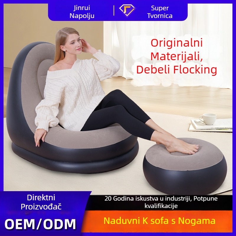 Naduvani fotelj s PVC flockom, model Y-5056, stil sekcijski kauč, težina 2,11 kg