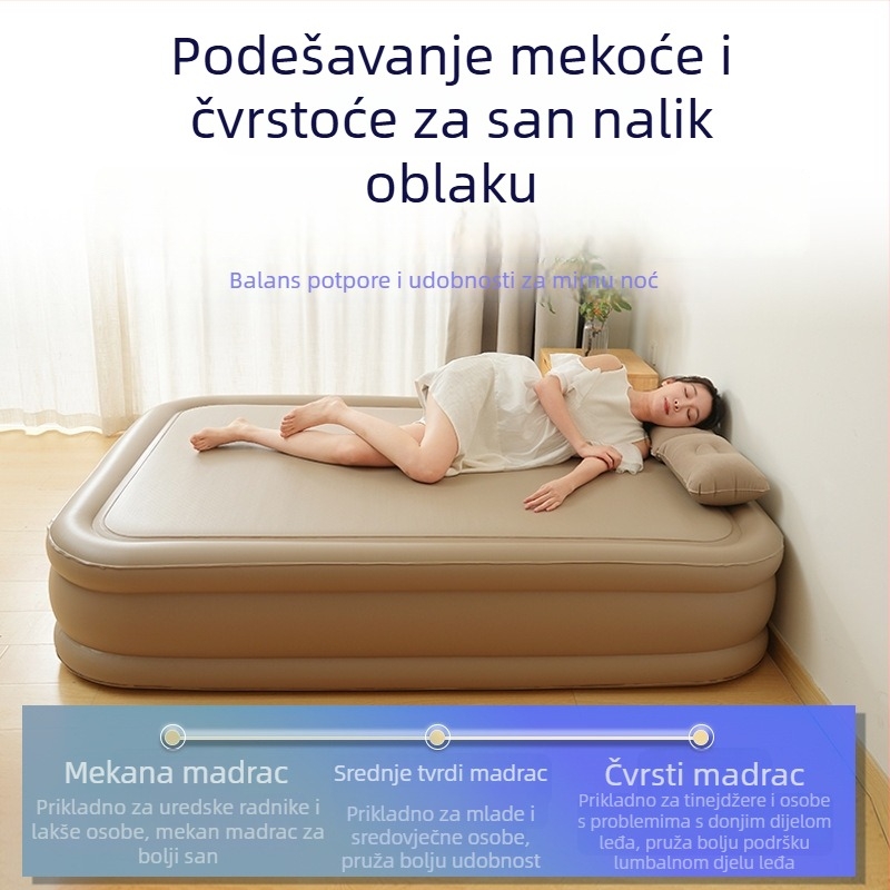 Elastično svileno zračno ležište – Ugrađeno potpuno automatsko napuhavanje, povećano, moderan minimalistički stil (ekološki PVC, 3-7 kg)