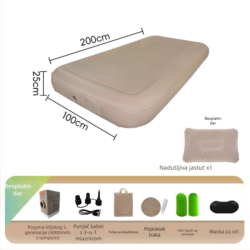 Elastično svileno zračno ležište – Ugrađeno potpuno automatsko napuhavanje, povećano, moderan minimalistički stil (ekološki PVC, 3-7 kg)