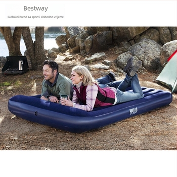 Bestway naduhivajući krevet s ugrađenom pumpom stopalom, za jednostruki i dvostruki, prijenosni vanjski madrac s debelim dizajnom, flokirana površina, nosivost 330 kg