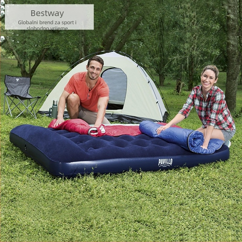 Bestway naduhivajući krevet s ugrađenom pumpom stopalom, za jednostruki i dvostruki, prijenosni vanjski madrac s debelim dizajnom, flokirana površina, nosivost 330 kg