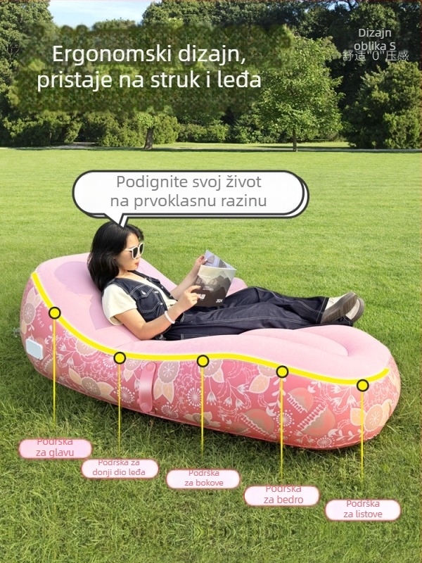 Naduvljiva posteljina za kampiranje s plišastom površinom, ugrađena električna pumpa, nosivost 300 kg