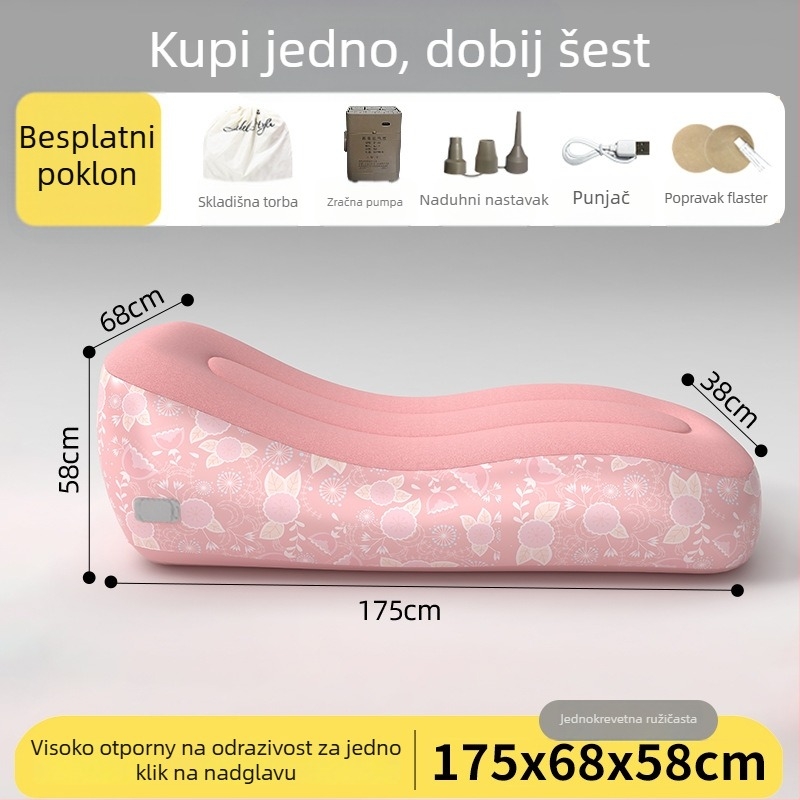 Naduvljiva posteljina za kampiranje s plišastom površinom, ugrađena električna pumpa, nosivost 300 kg