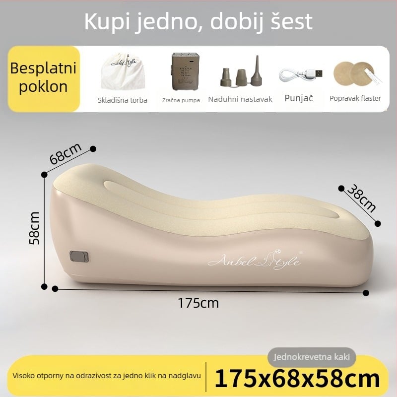 Naduvljiva posteljina za kampiranje s plišastom površinom, ugrađena električna pumpa, nosivost 300 kg