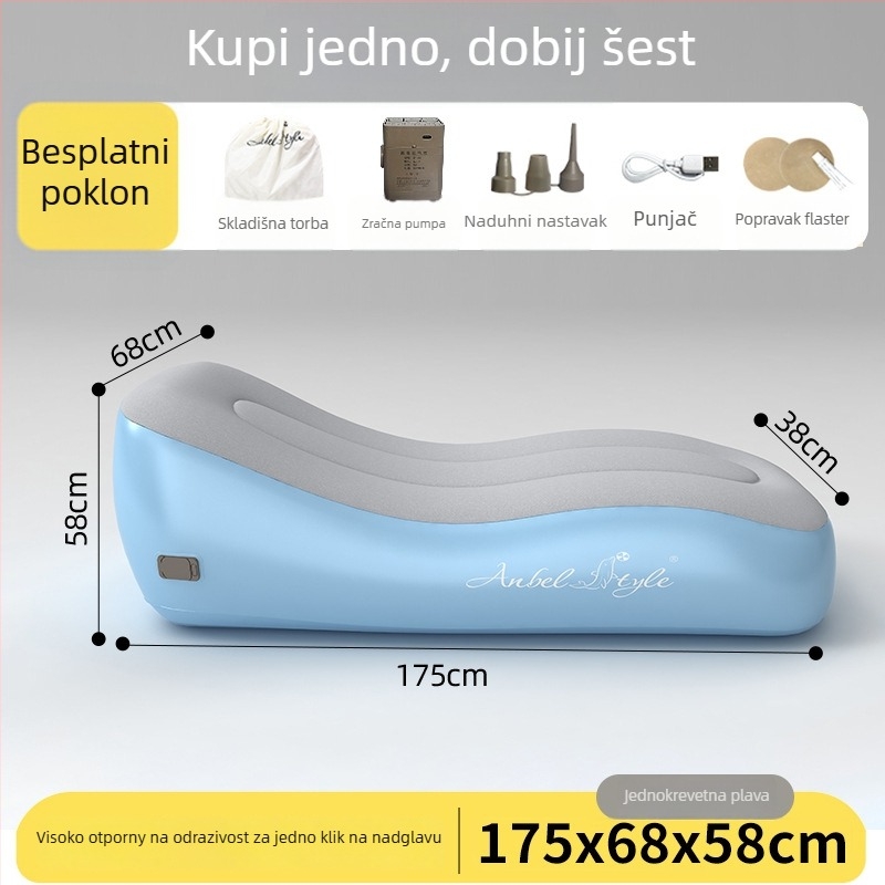 Naduvljiva posteljina za kampiranje s plišastom površinom, ugrađena električna pumpa, nosivost 300 kg
