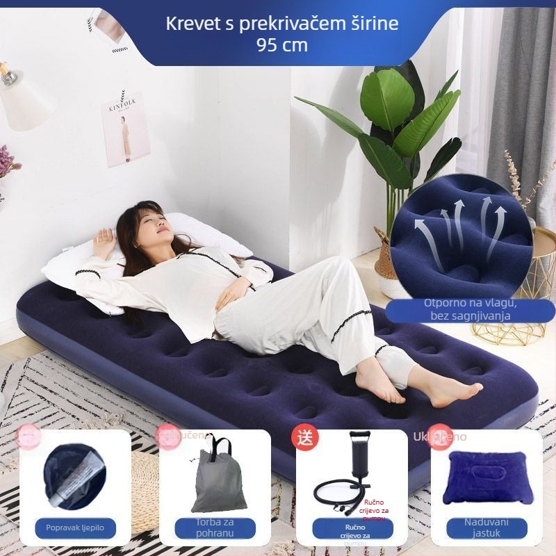 Naduvani krevet s dvostrukim slojem, pojačani zračni madrac, sklopivo za vanjsku upotrebu, kućna upotreba, površina od kompozitnog materijala