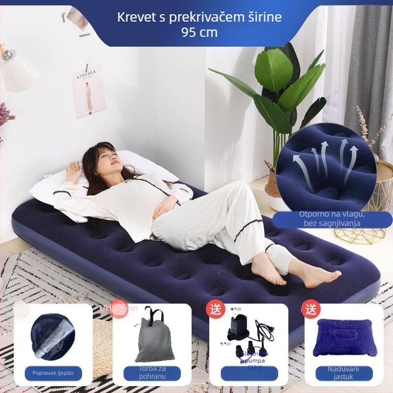 Naduvani krevet s dvostrukim slojem, pojačani zračni madrac, sklopivo za vanjsku upotrebu, kućna upotreba, površina od kompozitnog materijala