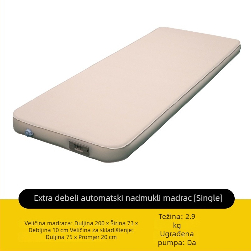 Kamping madrac, debeo, s automatskim naduvavanjem, za 1–2 osobe, težina 4 kg, 30D pletena tkanina