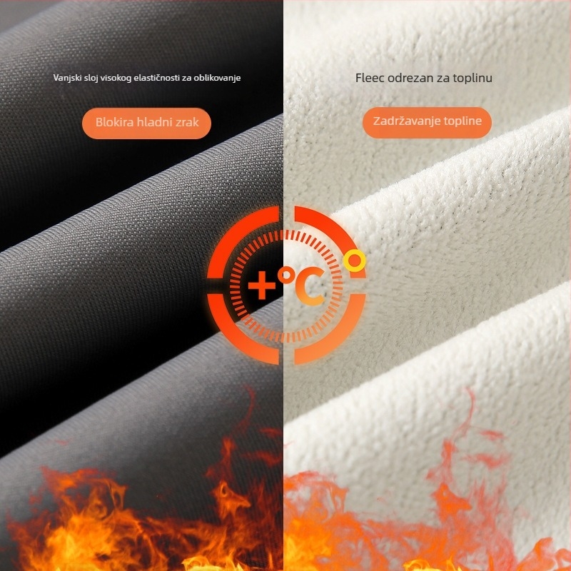 Slim-fit duksa sa zipom, stojeći ovratnik, poliester-spandeks smjesa