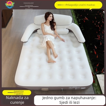 Naduvavajući krevet s naslonom za kampiranje na otvorenom — prenosiv, jednostavan za pohranu, stabilan; nosivost do 300 kg; površina s flokiranom teksturom