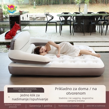 Naduvavajući krevet s naslonom za kampiranje na otvorenom — prenosiv, jednostavan za pohranu, stabilan; nosivost do 300 kg; površina s flokiranom teksturom