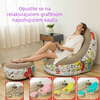 Naduvani kauč s flokirajućom površinom, uz potporu za stopala, sklopivi ležaljko-krevet — 1,7 kg, nosivost 150 kg, površina flocking