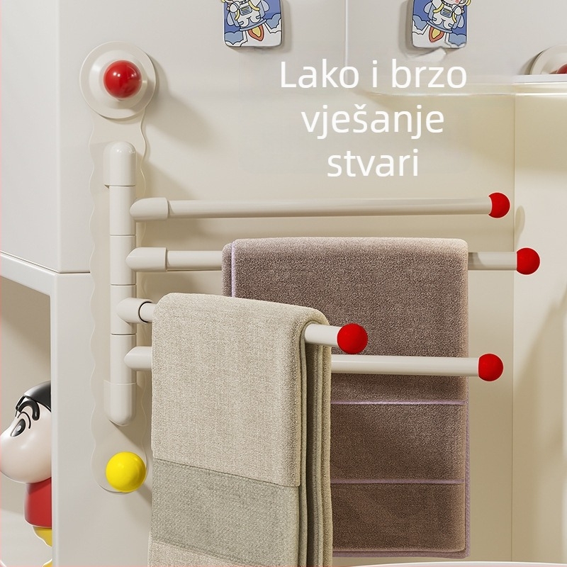 Nerđajući čelik rotirajući nosač za ručnike, zidni, bez bušenja