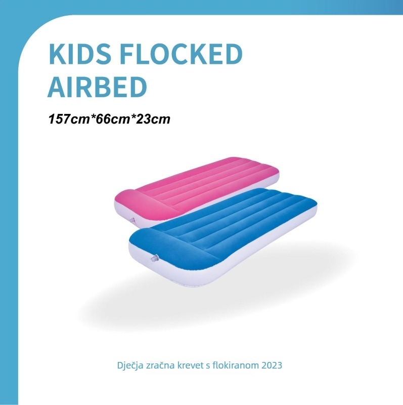 JILONG nafukljivo dječje ležište, povećano, prijenosno i sklopivo, s flokiranom površinom