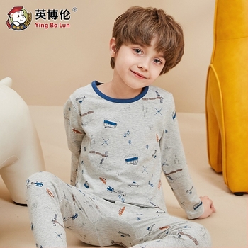 Inborn dječji pamučni set donjeg rublja za dječake, gornji dio s okruglim izrezom, prugasti i crtani uzorak, upijanje vlage.