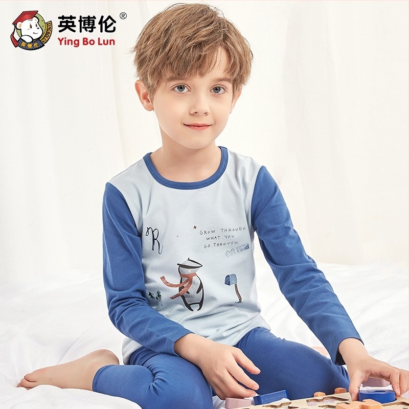 Inborn dječji pamučni set donjeg rublja za dječake, gornji dio s okruglim izrezom, prugasti i crtani uzorak, upijanje vlage.