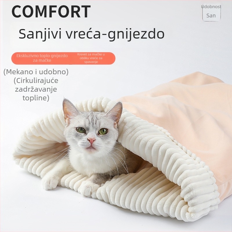 Fightingdog spavaća vreća za mačke za sve sezone — tkanina, mačja ležaljka