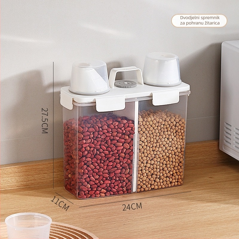 Kutija za skladištenje riže, vlagootporna, hermetička, otporna na insekte, prozirni PP plast, praćenje datuma.