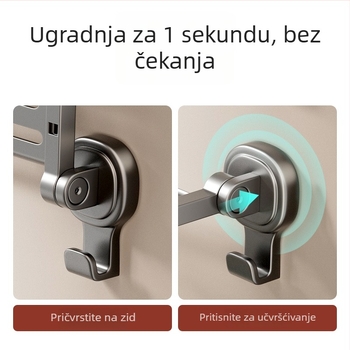 Sklopivi držač ručnika za kupaonicu s prisavkom — bez bušenja, željezo i ABS