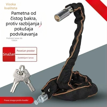 Katanac za bicikl s lozinkom – prijenosni čelični kabel, materijal: imitacija bakra, za bicikle, električna vozila, motocikle i planinske bicikle, moderni minimalistički stil