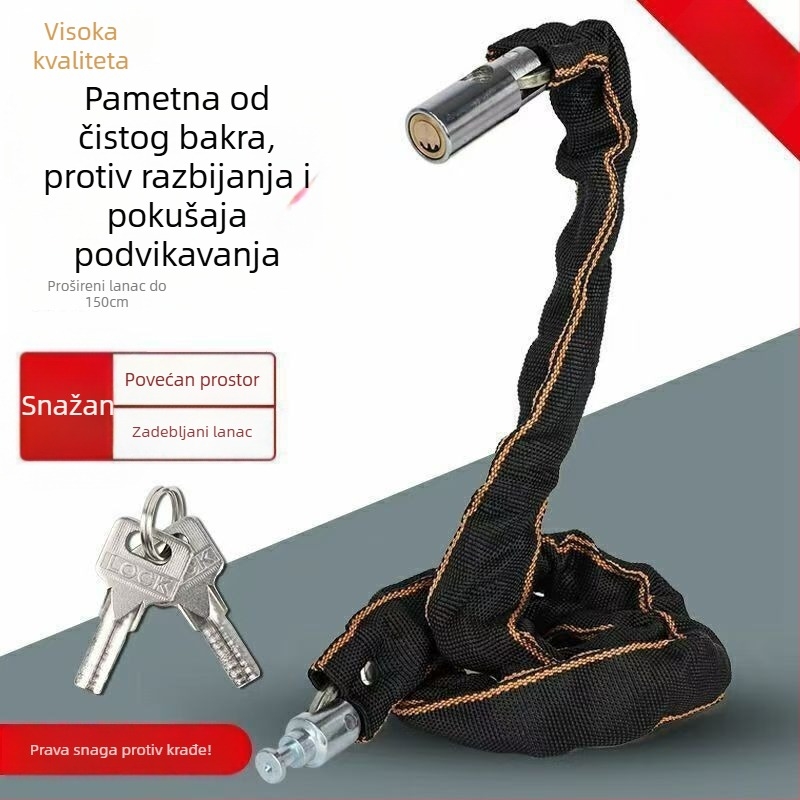 Katanac za bicikl s lozinkom – prijenosni čelični kabel, materijal: imitacija bakra, za bicikle, električna vozila, motocikle i planinske bicikle, moderni minimalistički stil