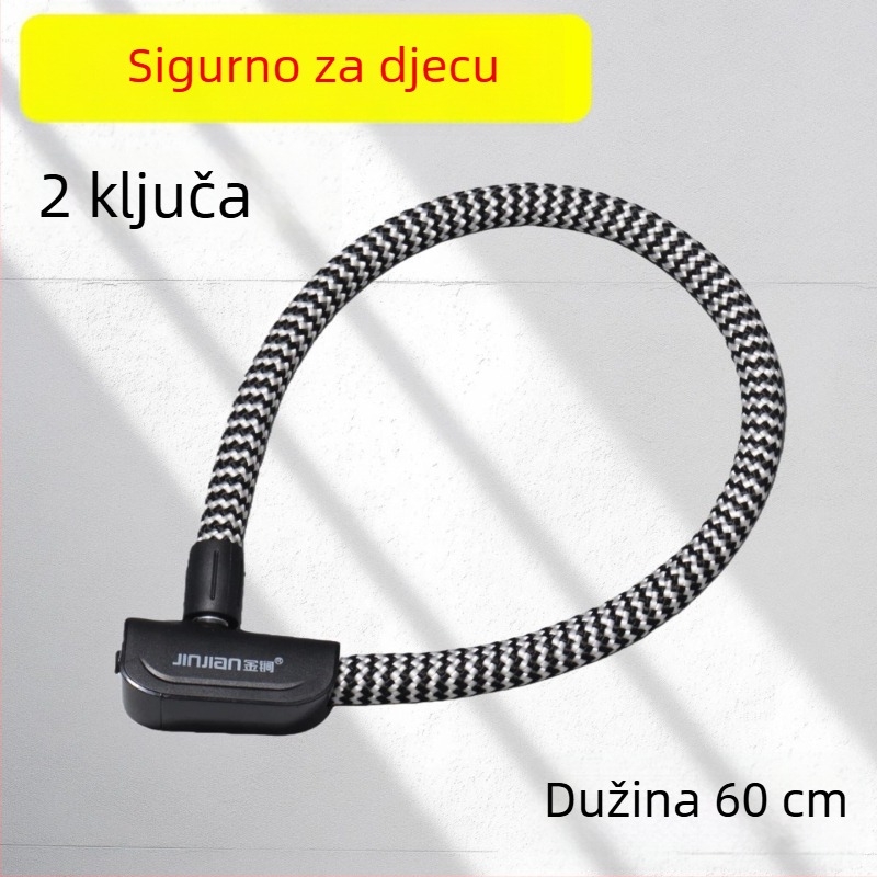 Katanac za bicikl s čeličnim kablom, prenosiv, protiv krađe, za planinske, električne i cestovne bicikle