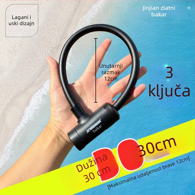 Katanac za bicikl s čeličnim kablom, prenosiv, protiv krađe, za planinske, električne i cestovne bicikle