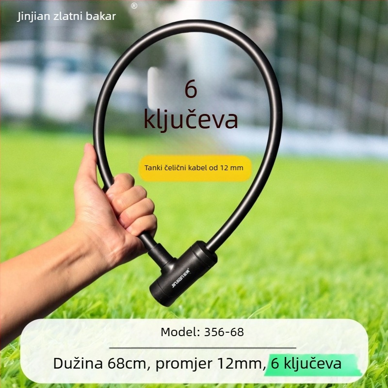 Katanac za bicikl s čeličnim kablom, prenosiv, protiv krađe, za planinske, električne i cestovne bicikle