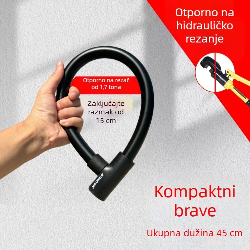 Katanac za bicikl s čeličnim kablom, prenosiv, protiv krađe, za planinske, električne i cestovne bicikle